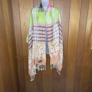 VTG Tibet Handloom Yak Wool Shawl Scarf 80" Boho Grunge Whimsigoth Festival Wrap
